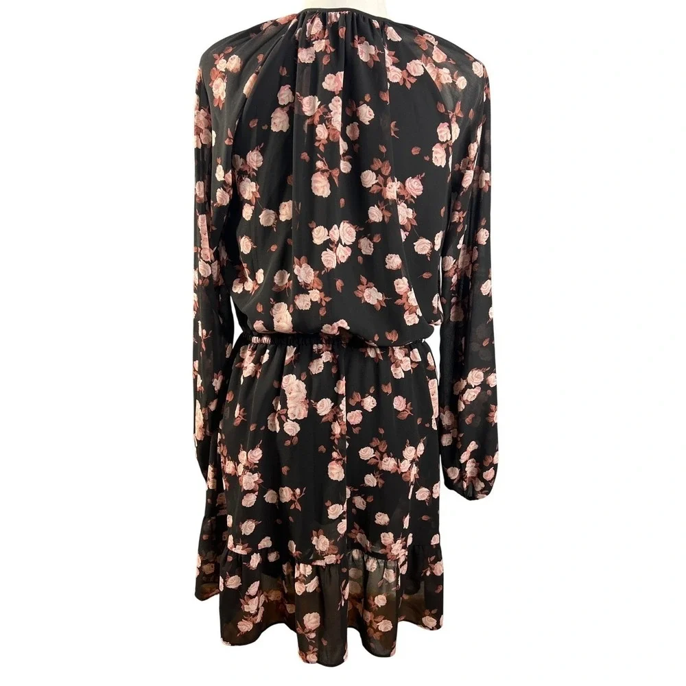 Michael Kors Women Dress Small Floral Print Long Sleeve Mini Casual Designer EUC
